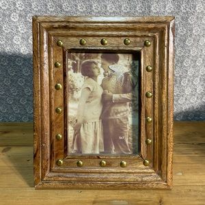 Vintage Wooden Gold Stud Picture Frame